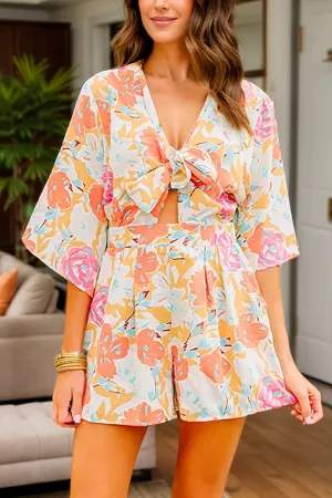 Hot Offer Event Tied Printed Half Sleeve Romper