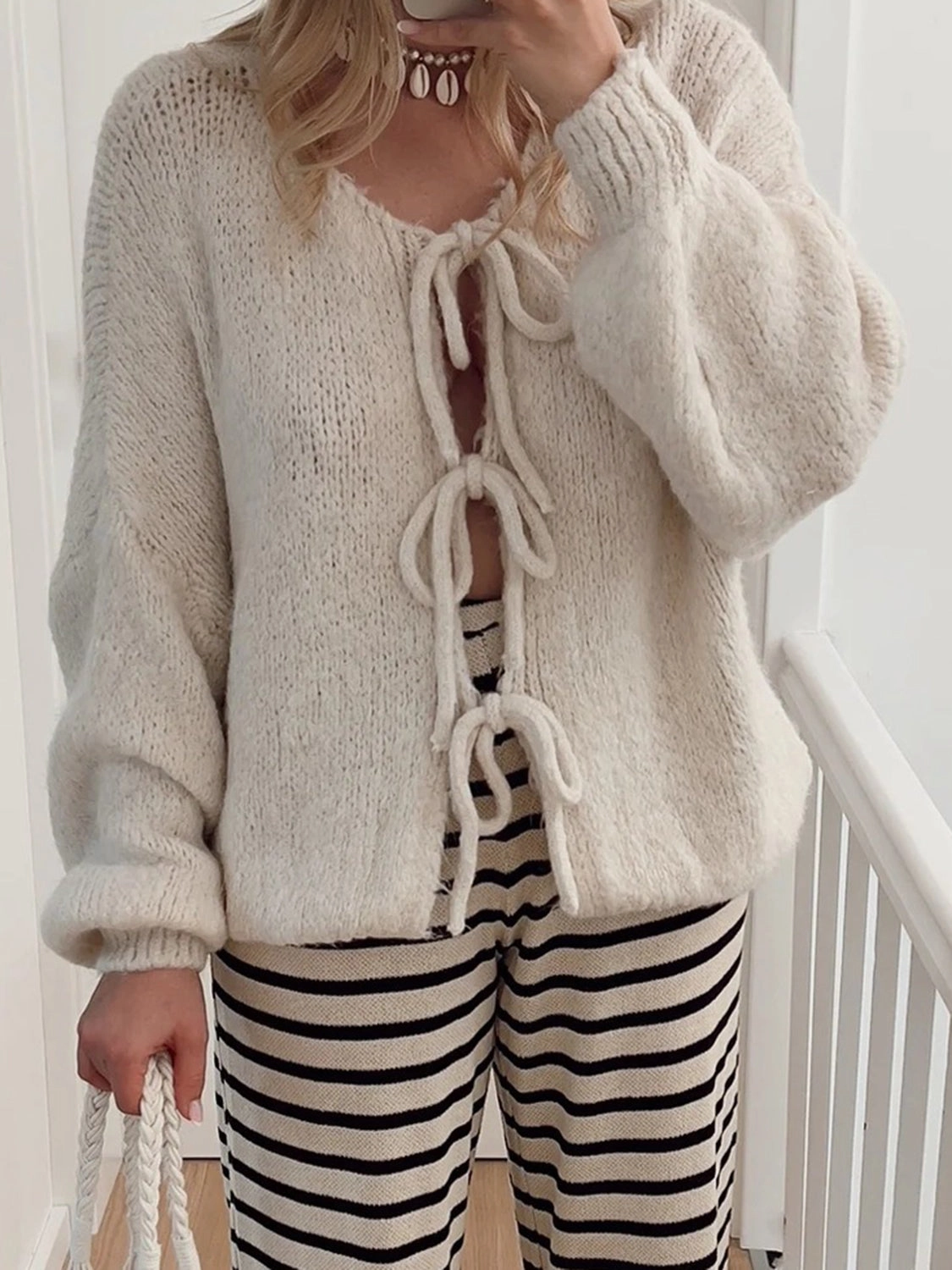 Tied Long Sleeve Dropped Shoulder Cardigan Exclusive Deal Inside Grab Your Savings