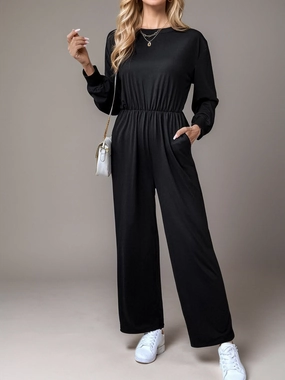 Online Exclusive Steal Tied Round Neck Wide Leg Jumpsuit