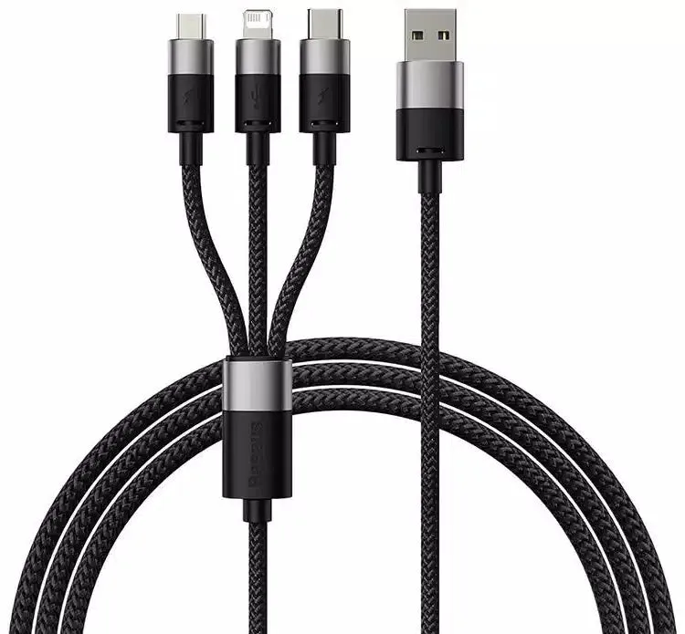 Baseus Starspeed 1 For 3 Fast Charging Data Cable Usb To M L C 3.5A 0.6M Cluster Black Shop Grab Now