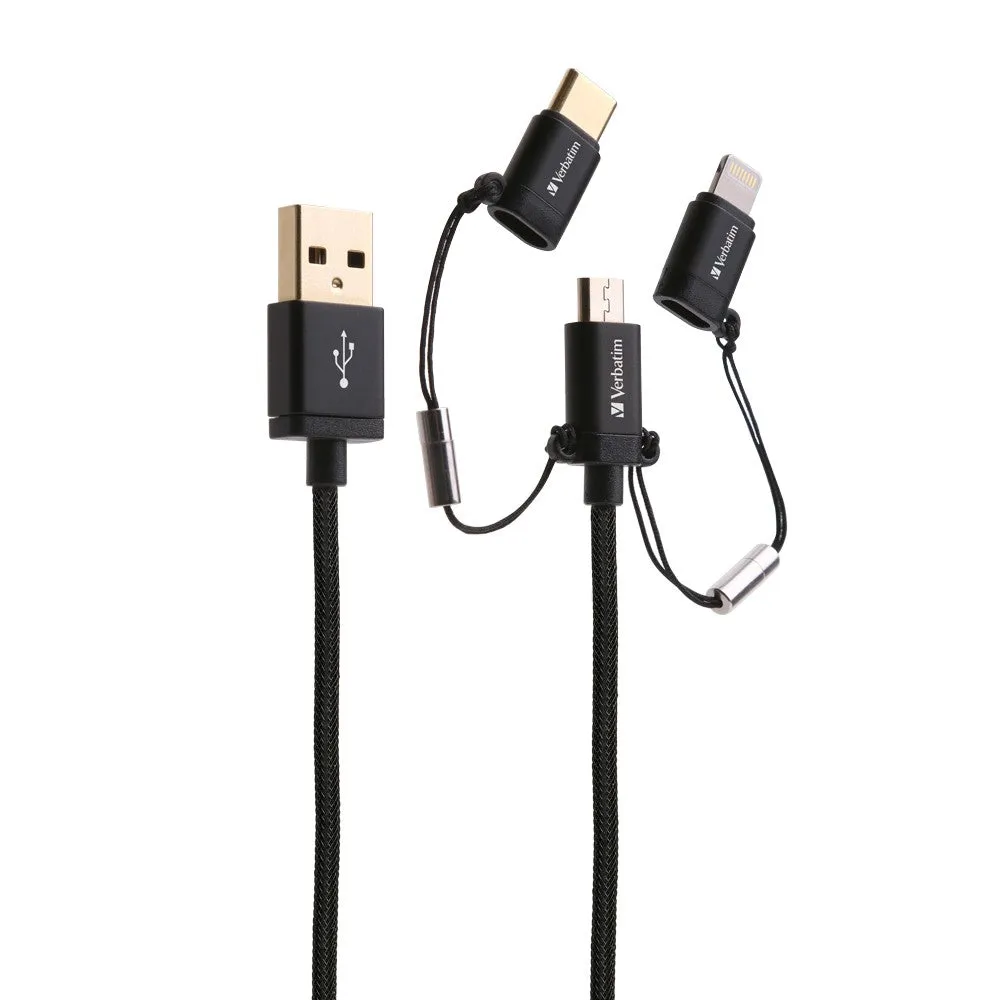 Best Price Online Today Only Steal Verbatim 65385 3-In-1 Microusb / Lightning / Type C To Usb-A Cable 120Cm