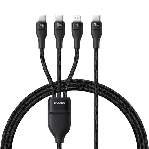 Special Deals Online Baseus Flash Series 3 One-For-Three Fast Charging Cable Type-C To C C L 100W 1.5M Black
