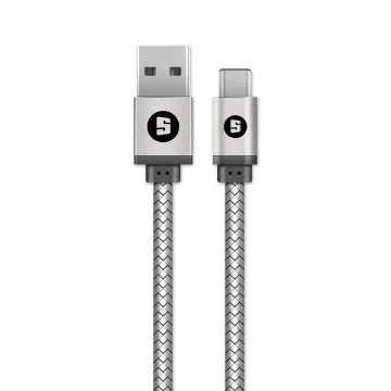 Grab Save Today Space Micro-Usb To Usb 100Cm 2.4A Braided Cable - Silver