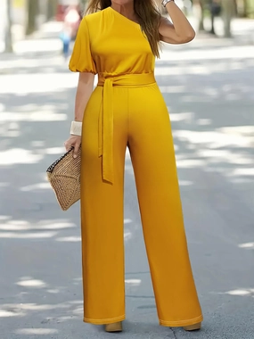 MustHave Steals Today Only Steal Plus Size Single Shoulder Tie Waist Jumpsuit