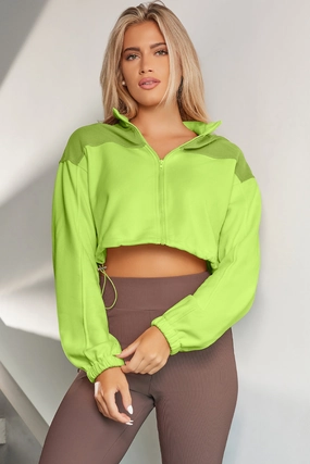 Contrast Drawstring Zip Up Jacket Shop Todays Picks Exclusive Online Offer