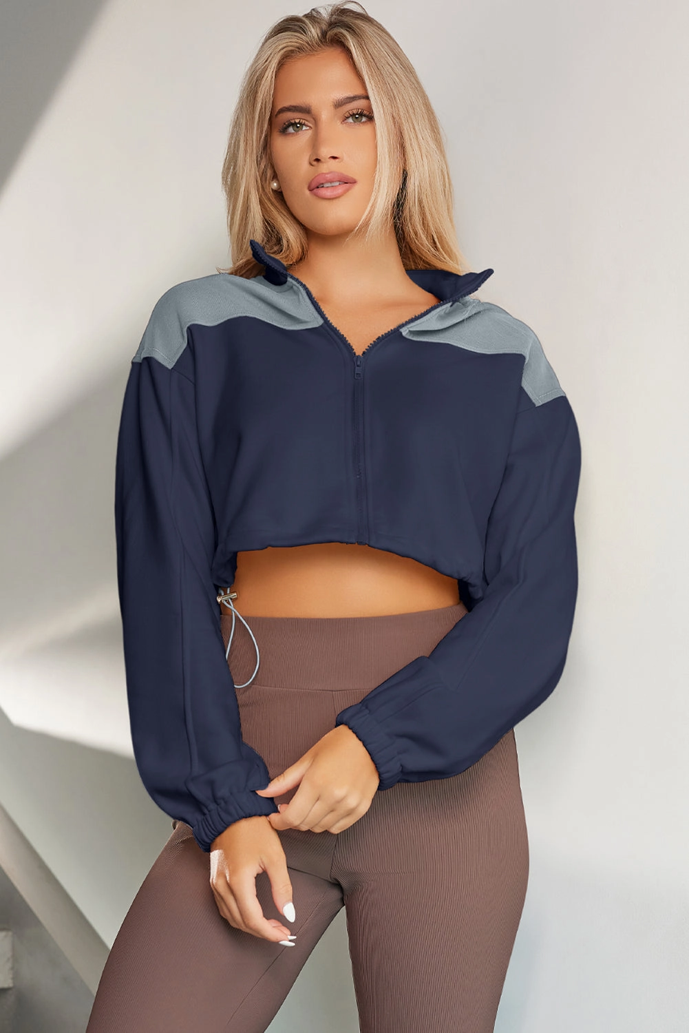Flash Sale Alert Exclusive Savings Event Contrast Drawstring Zip Up Jacket