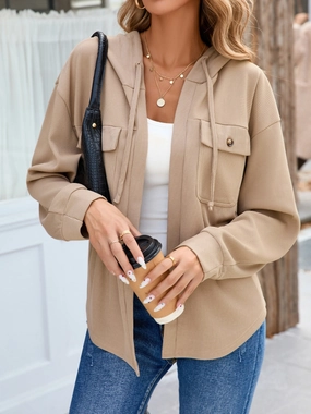 Waffle Knit Open Front Hooded Outerwear Online Exclusive Deal Todays Hot Savings