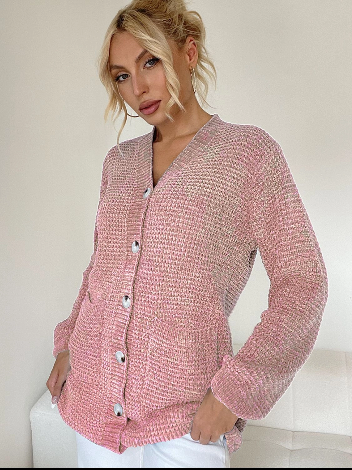 Perfect Gift Sale Pocketed V-Neck Button Up Cardigan
