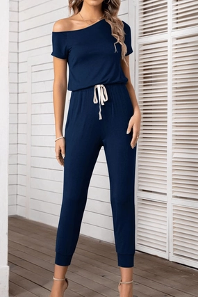 Asymmetrical Neck Short Sleeve Jumpsuit Trending Hot Deal Hot Pick of the Day