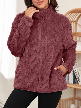 Mega Hot Offer Fuzzy Zip Up Long Sleeve Jacket
