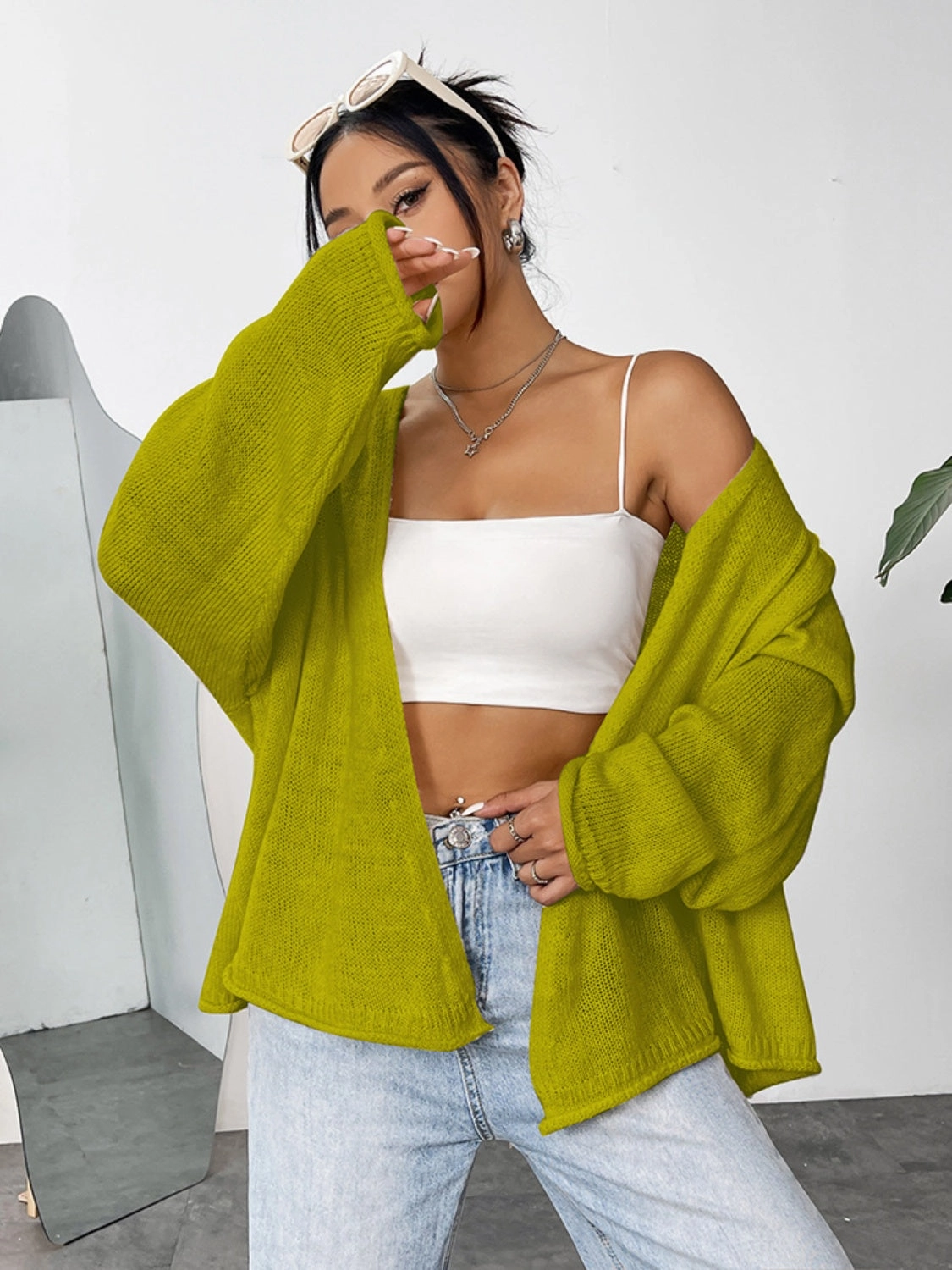 Shop Smart Save Open Front Dropped Shoulder Cardigan