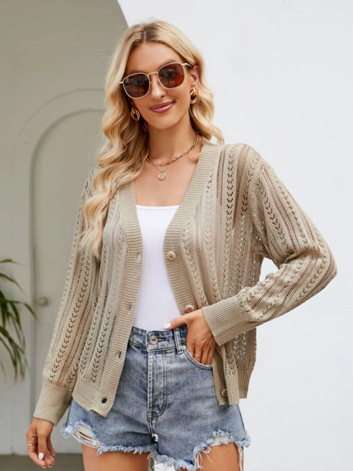 Steal Todays Offer Special Deals Online Button Down Ribbed Trim Cardigan