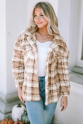 Today Only Hot Pick Last Chance Offer Plaid Collared Neck Jacket