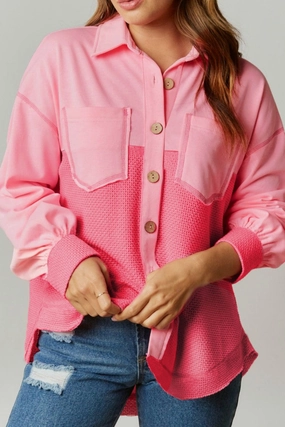 Two Tone Button Up Drop Shoulder Shacket Grab Save Today Todays Hot Savings
