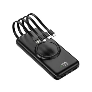Grab Your Deal Today Wireless Powerbank With 4 Built-In Cables And Digital Display
