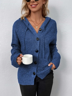 Special Price Today Shop Save Big Button-Down Long Sleeve Hooded Sweater
