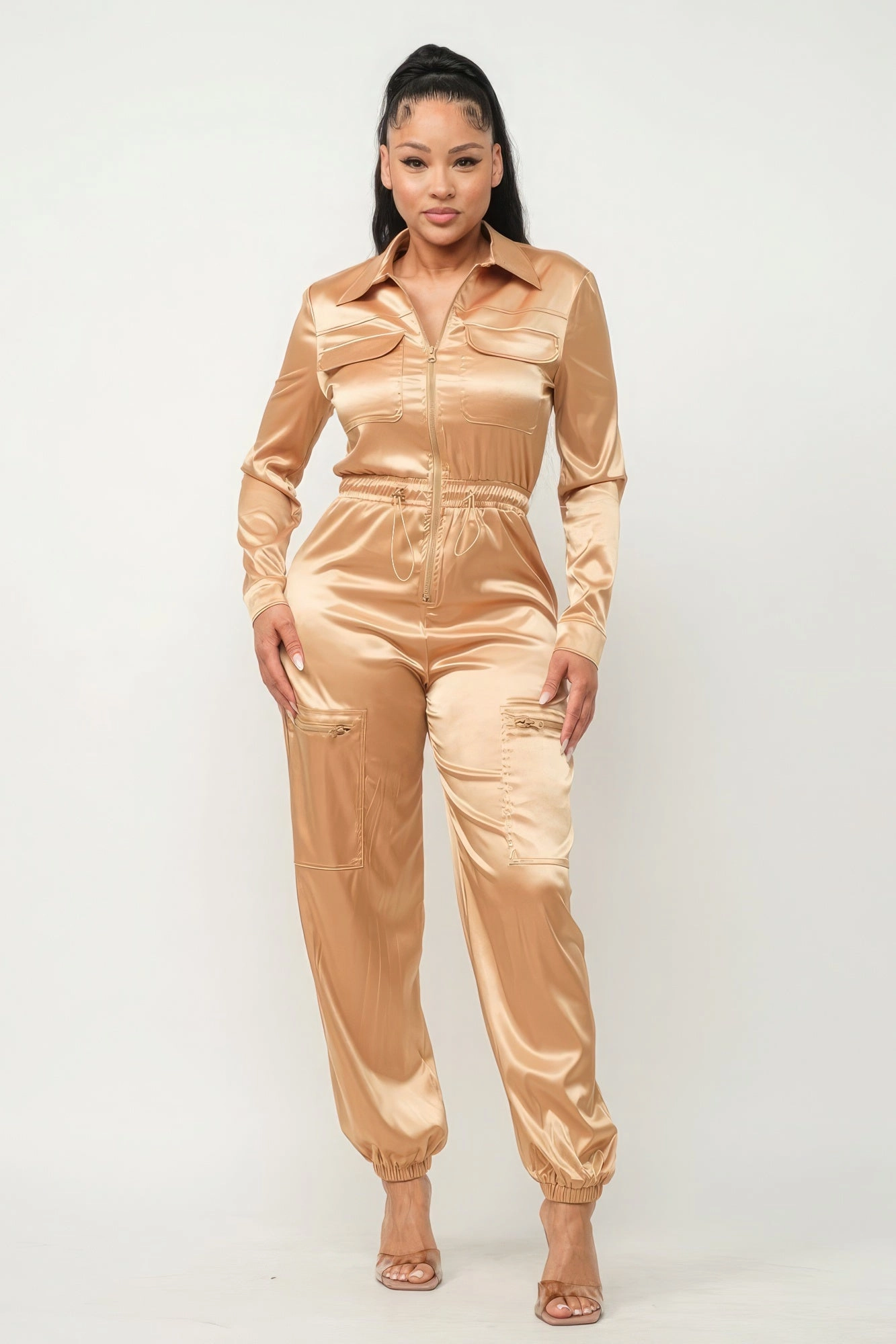 Front Zipper Pockets Top And Pants Jumpsuit Trending Hot Picks Today Only Savings