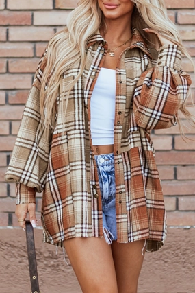 Dont Miss This Deal Plaid Snap Down Dropped Shoulder Shacket