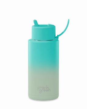 Clearance Event Today Best Deal Today Frank Green Gradient Ceramic Reusable Bottle 34Oz/1 Litre With Straw Lid - Bondi Bliss