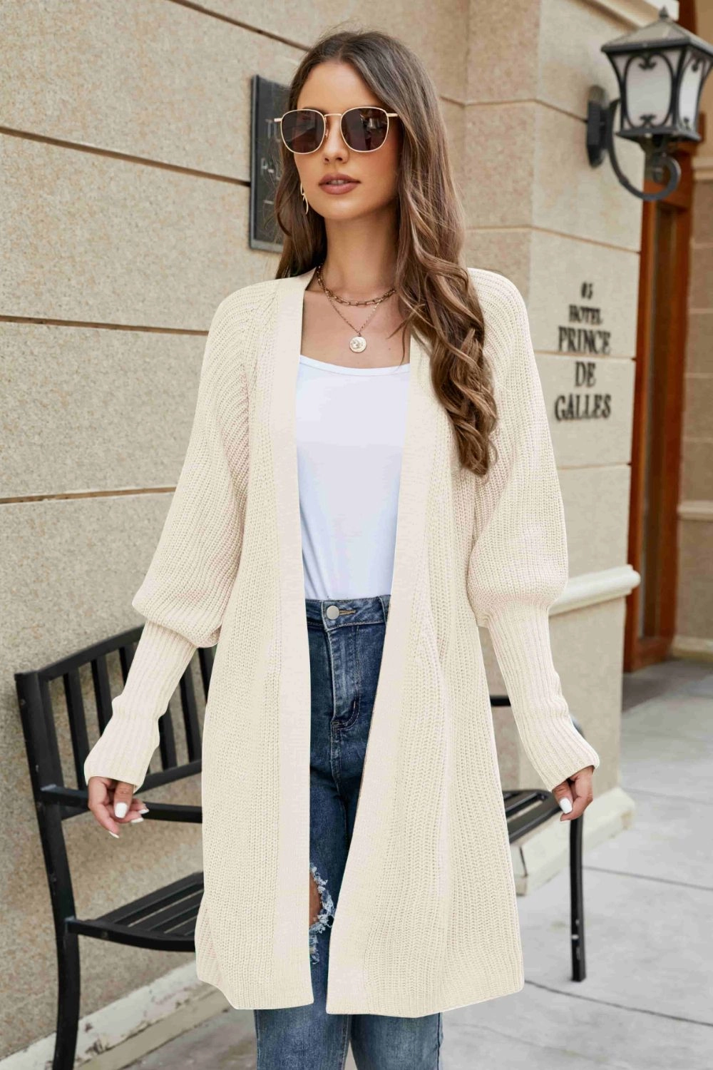 Instant Savings Deal Shop Save Big Open Front Lantern Sleeve Cardigan