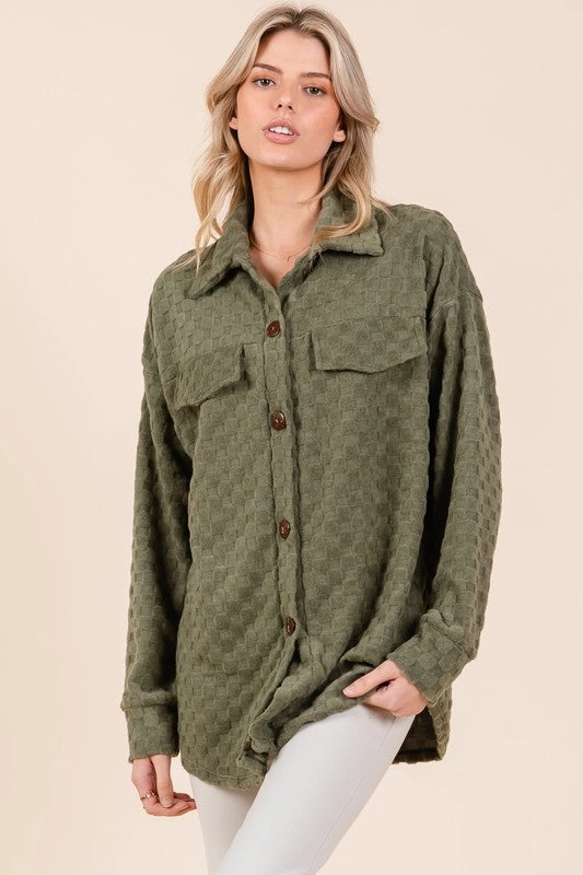 Hot Picks Today Limited Stock Offer Bombom Checkered Button Down Dropped Shoulder Shacket