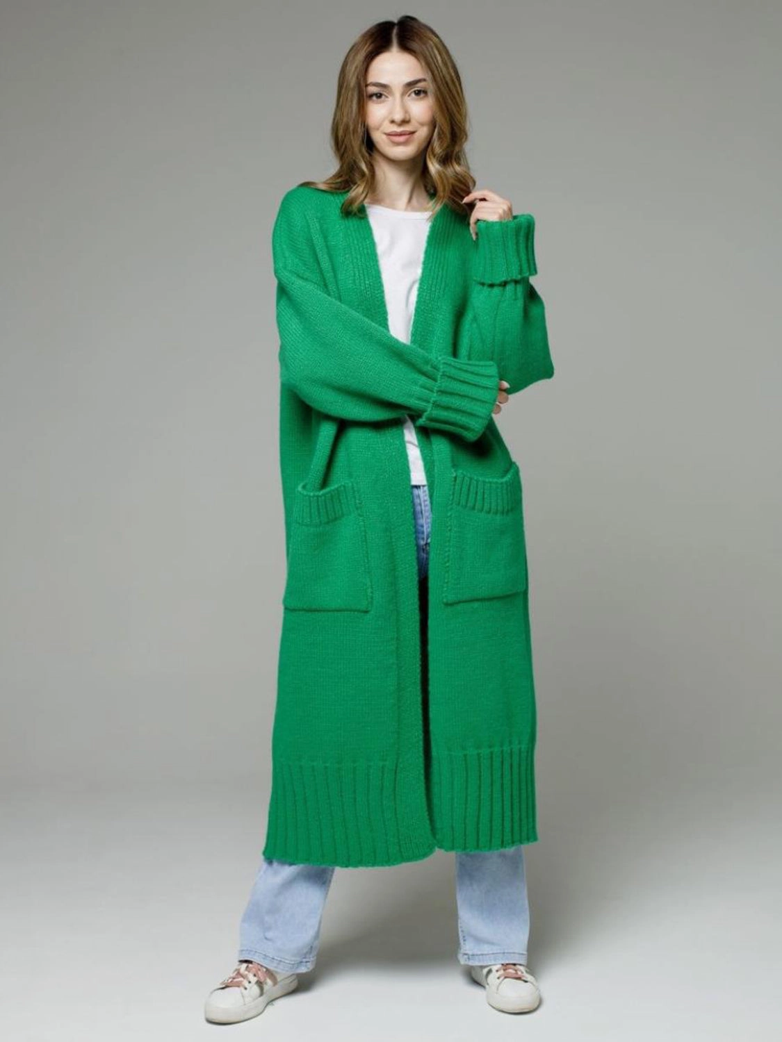 Pocketed Open Front Dropped Shoulder Cardigan Save Big Online