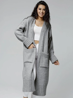 Pocketed Open Front Dropped Shoulder Cardigan Grab Your Savings Shop Grab Offer