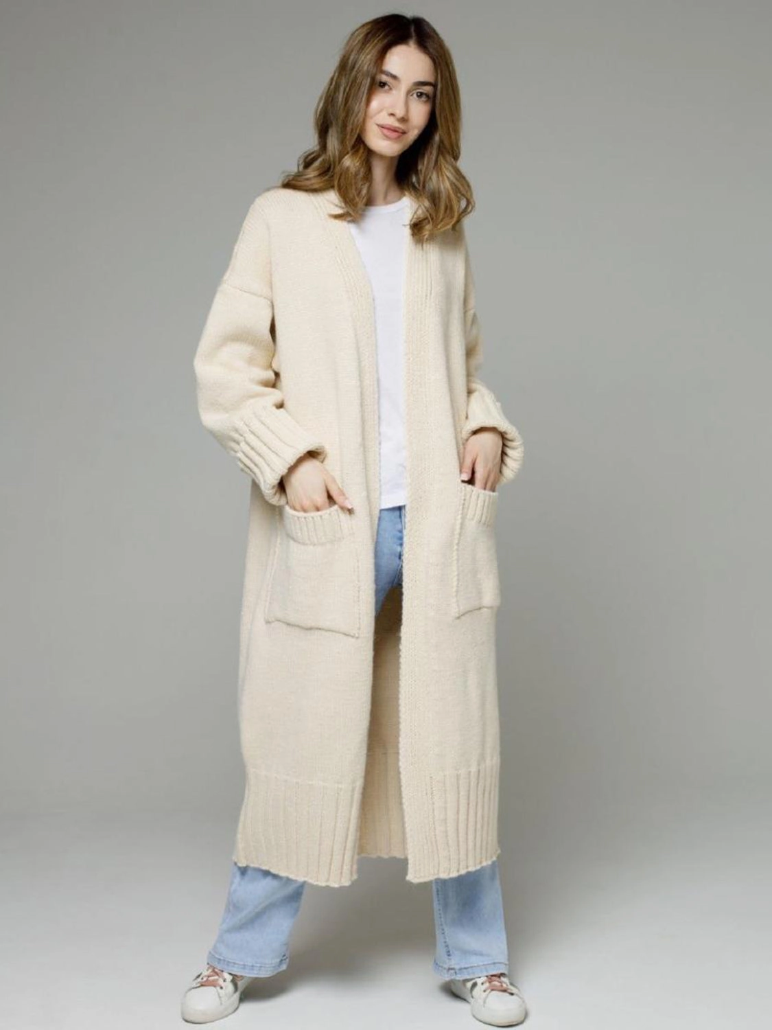 Daily Clearance Deal MustHave Items Pocketed Open Front Dropped Shoulder Cardigan
