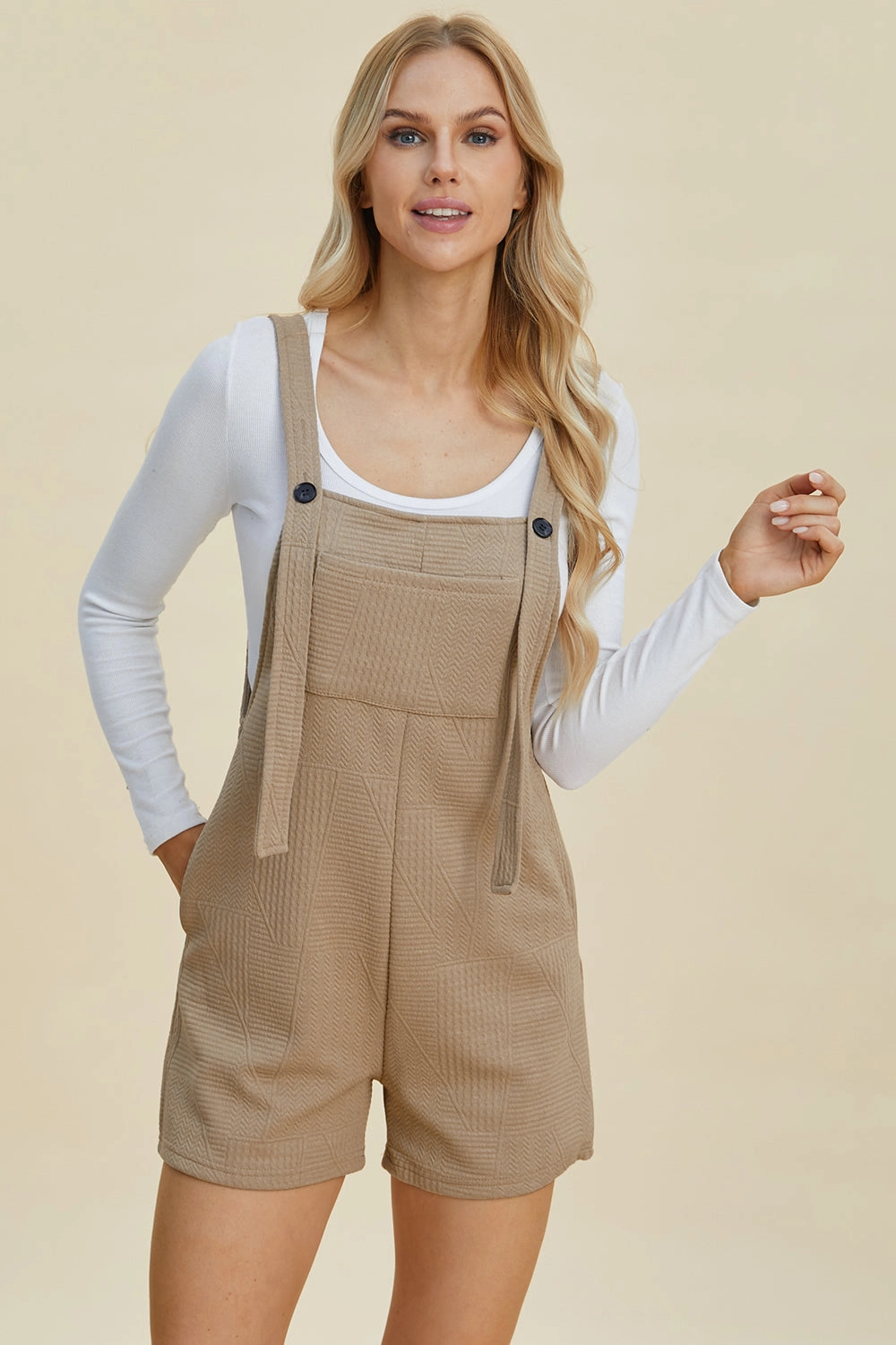 Double Take Full Size Texture Sleeveless Romper Grab Your Savings