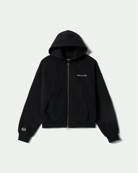 Today Only Savings Embroidered Heavyweight Oversized Full Zip Hoodie - Black