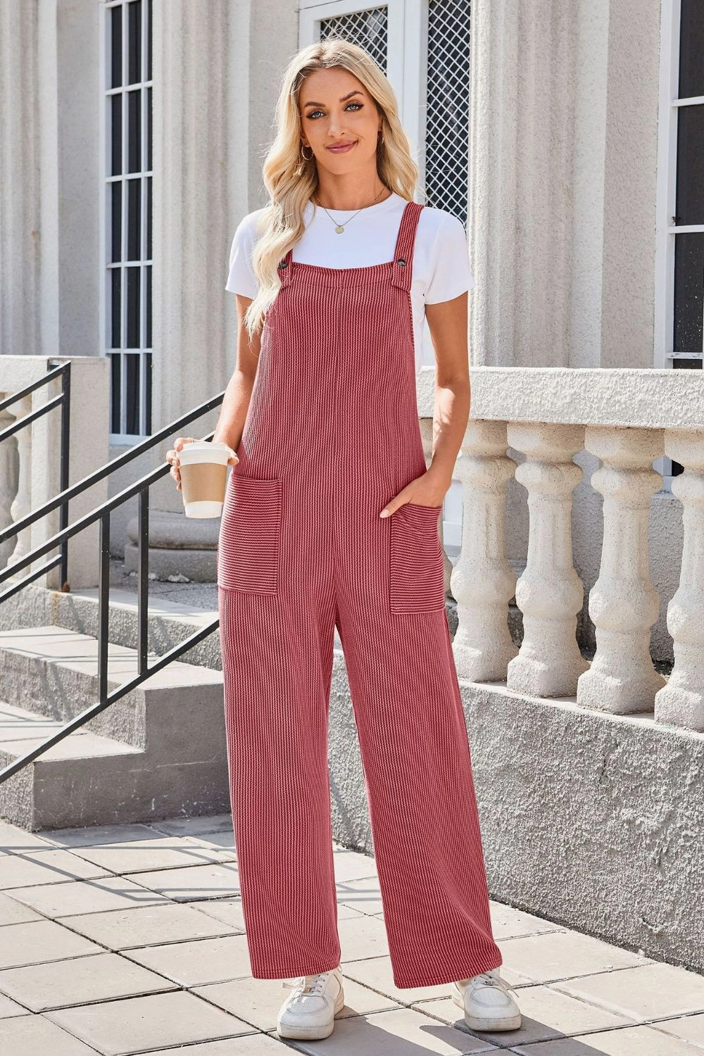 Lovelet Square Neck Wide Strap Overalls With Pockets Flash Sale Now