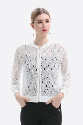 Best Seller Discount Openwork Zip Up Jacket