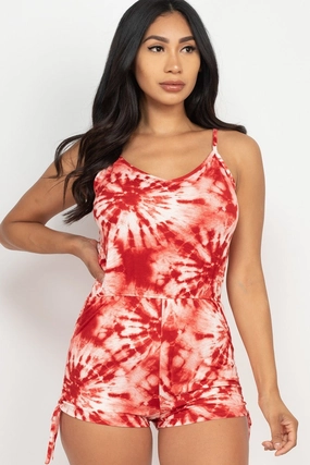 MustHave Gift Ideas Mega Hot Offer Tie-Dye Ruched Drawstring Summer Romper