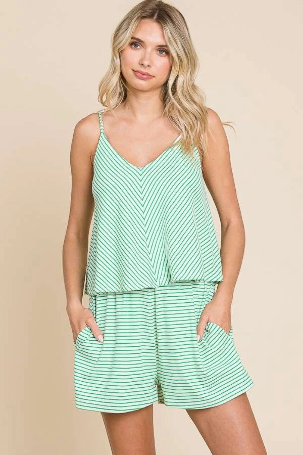 Culture Code Full Size Double Flare Striped Romper Shop Save Big
