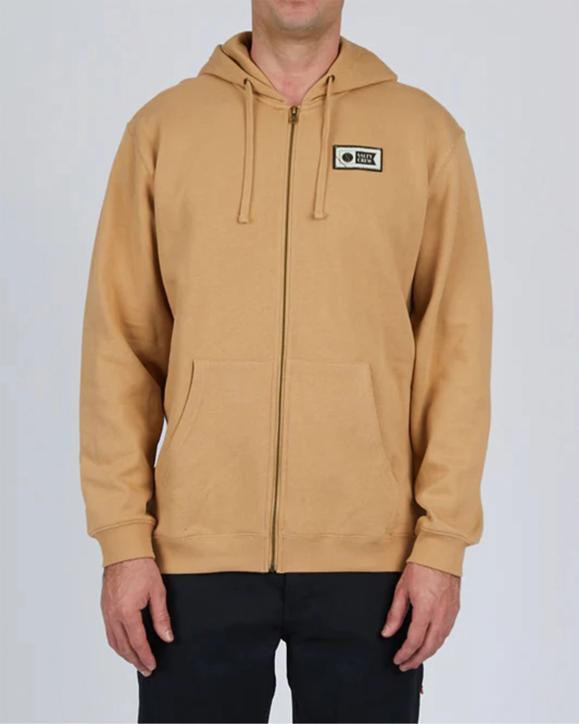 Instant Savings Inside Top Stitch Zip Fleece Hoodie - Sandstone