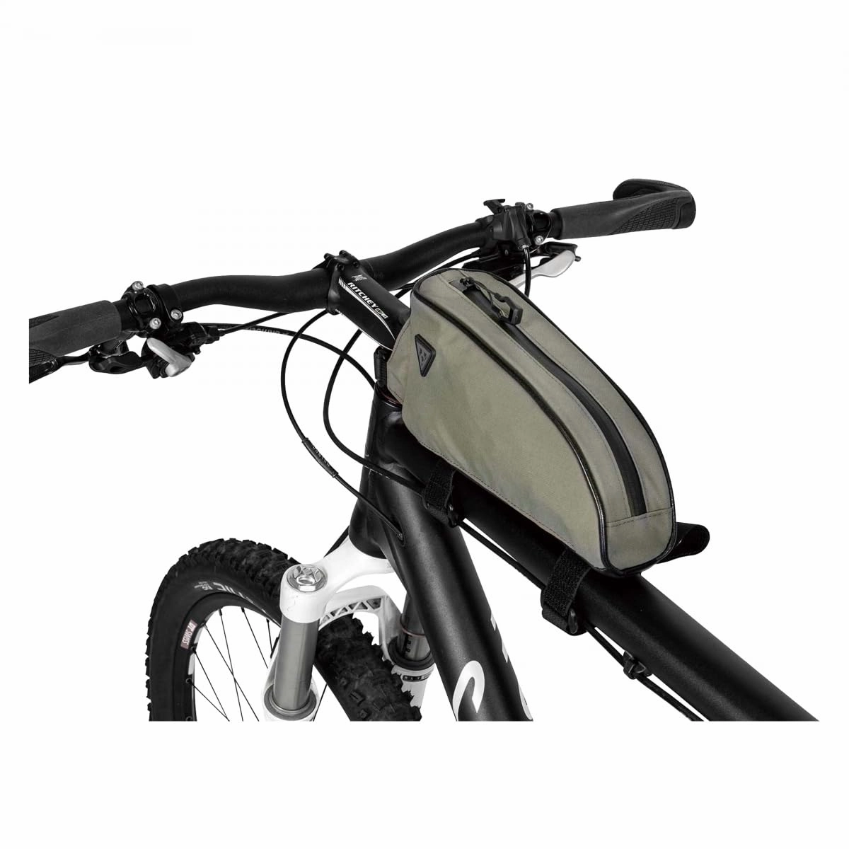 TopLoader, top Tube/Head Tube Mount bikepacking Bag, 0.75 Liter, Green Color w/Gray Logo