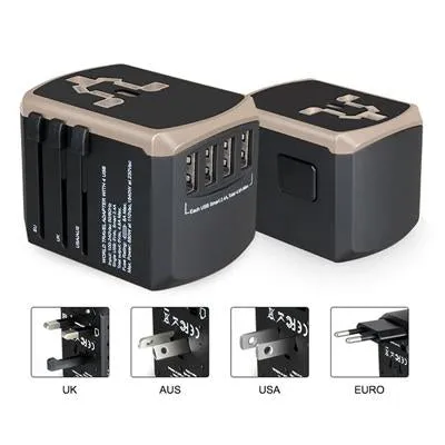 Travel Adapter With 4 Usb Port Perfect Gift Offer Grab Save Today