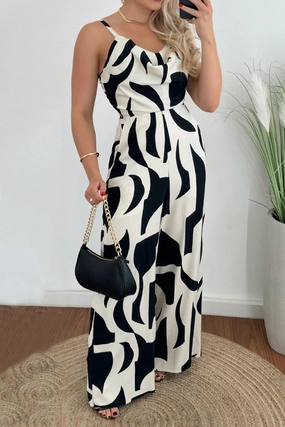 Two-Tone Spaghetti Strap Wide Leg Jumpsuit Weekend Sale Special Exclusive Hot Pick