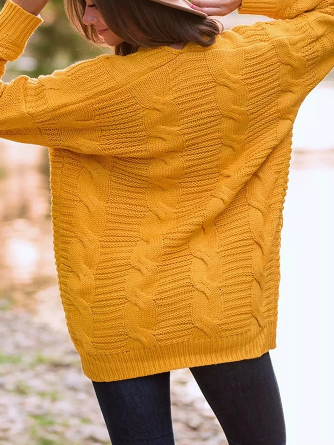 Cable-Knit Open Front Long Sleeve Cardigan Today Only Discount Surprise Discount Today