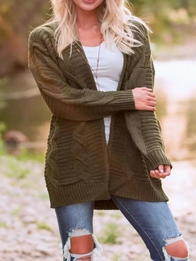 Cable-Knit Open Front Long Sleeve Cardigan Shop the Savings Now Flash Deal Alert