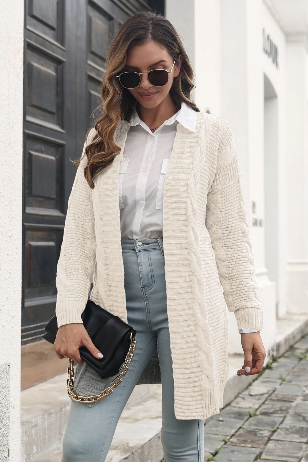 Shop Now Save Todays Best Deal Open Front Cable-Knit Cardigan