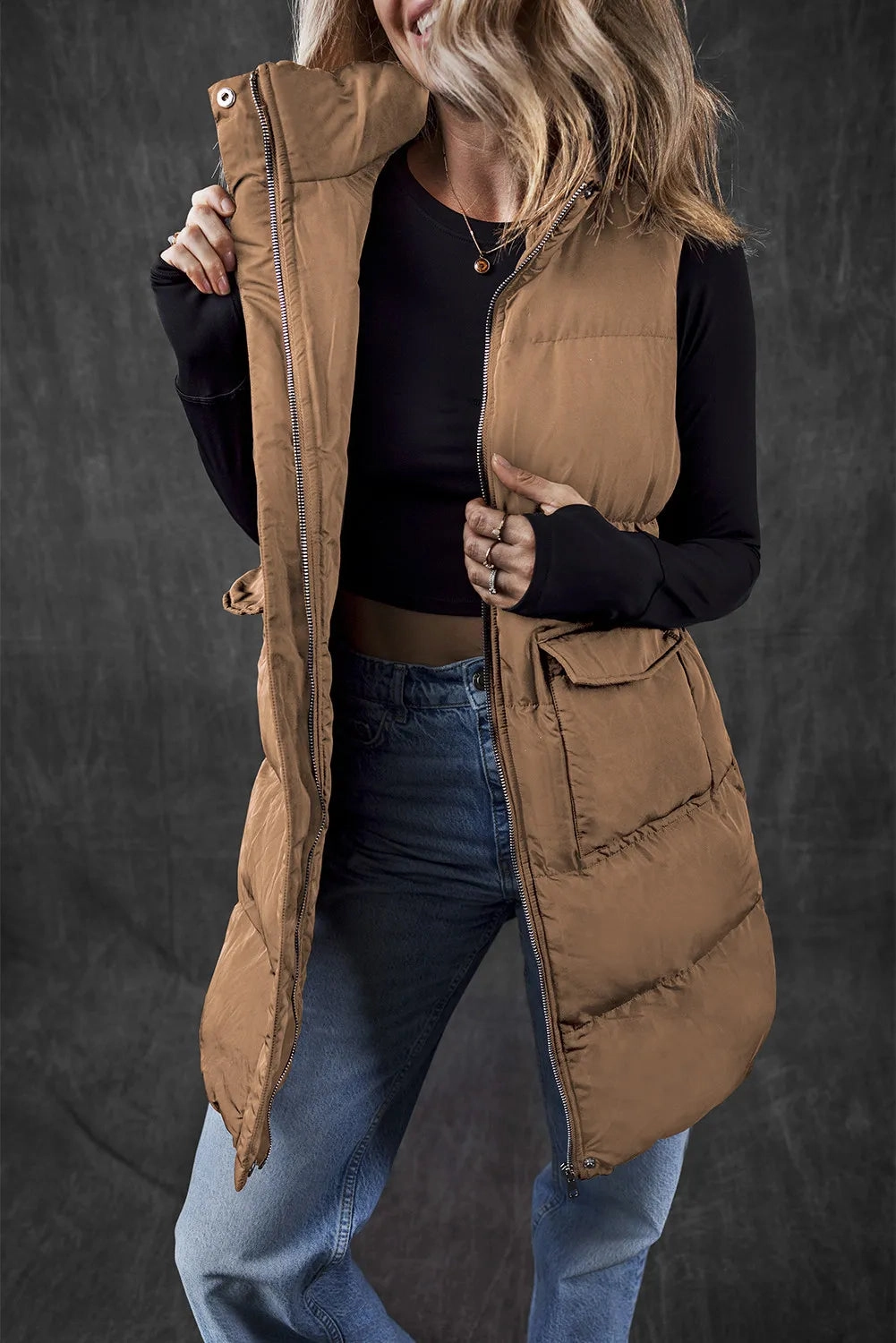 Exclusive Savings Event Clearance Event Today Pocketed Zip Up Vest Coat