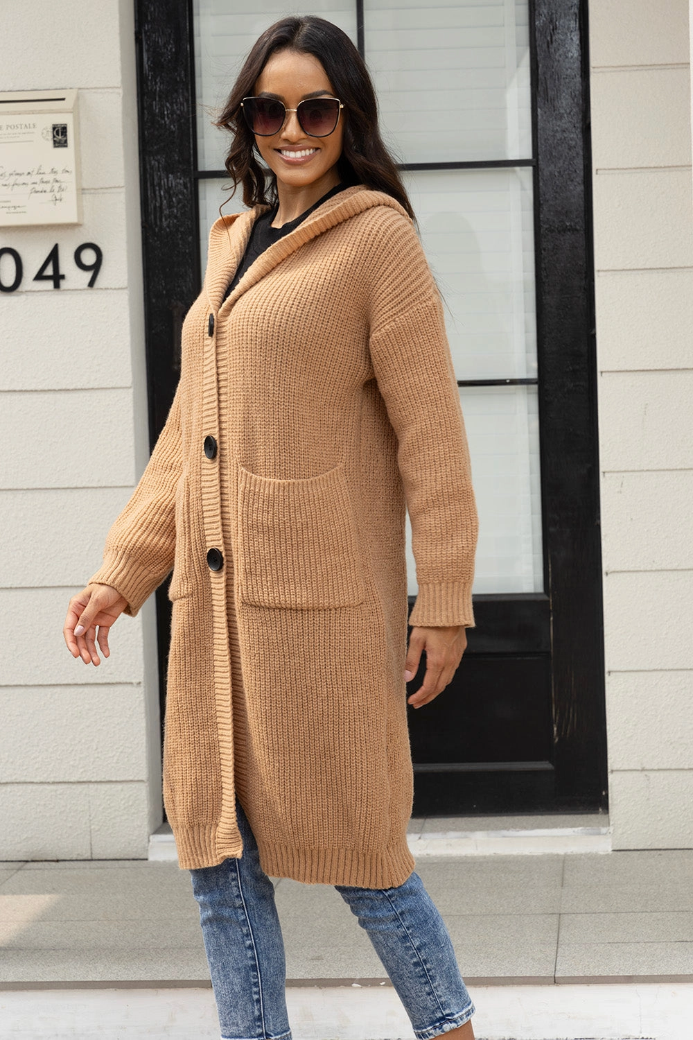 Button Up Long Sleeve Hooded Cardigan With Pockets Limited Time Discount Special Savings Today