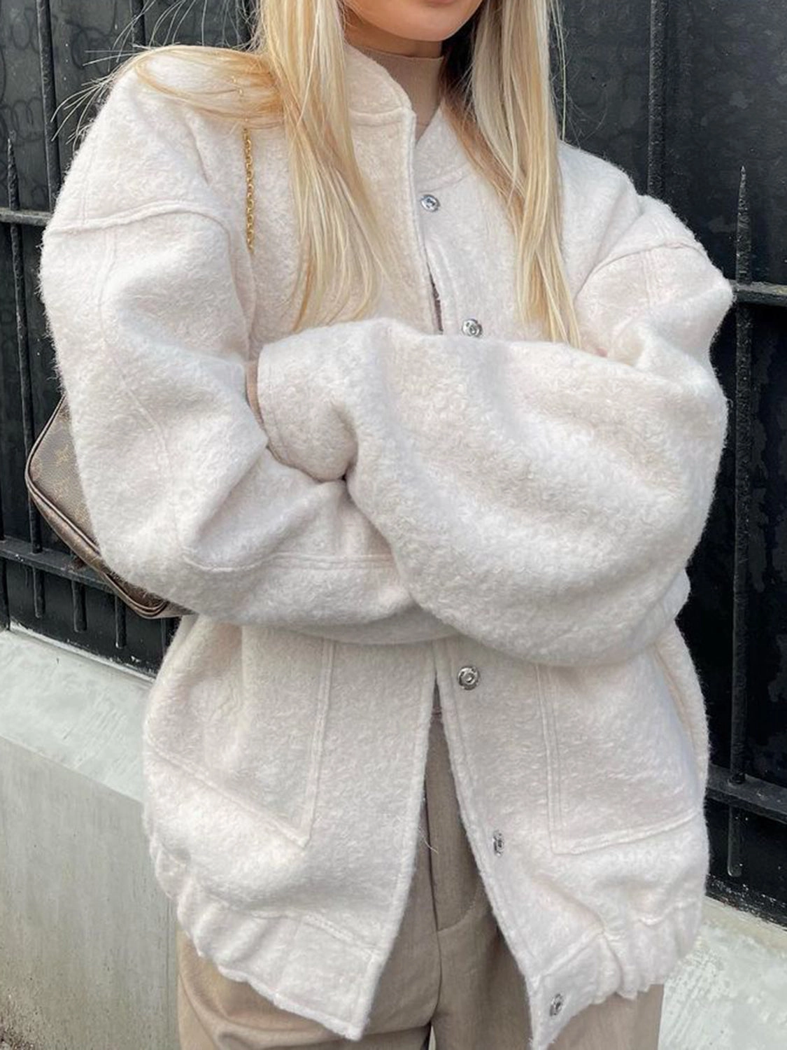 Full Size Snap Down Drop Shoulder Jacket Special Deal Frenzy