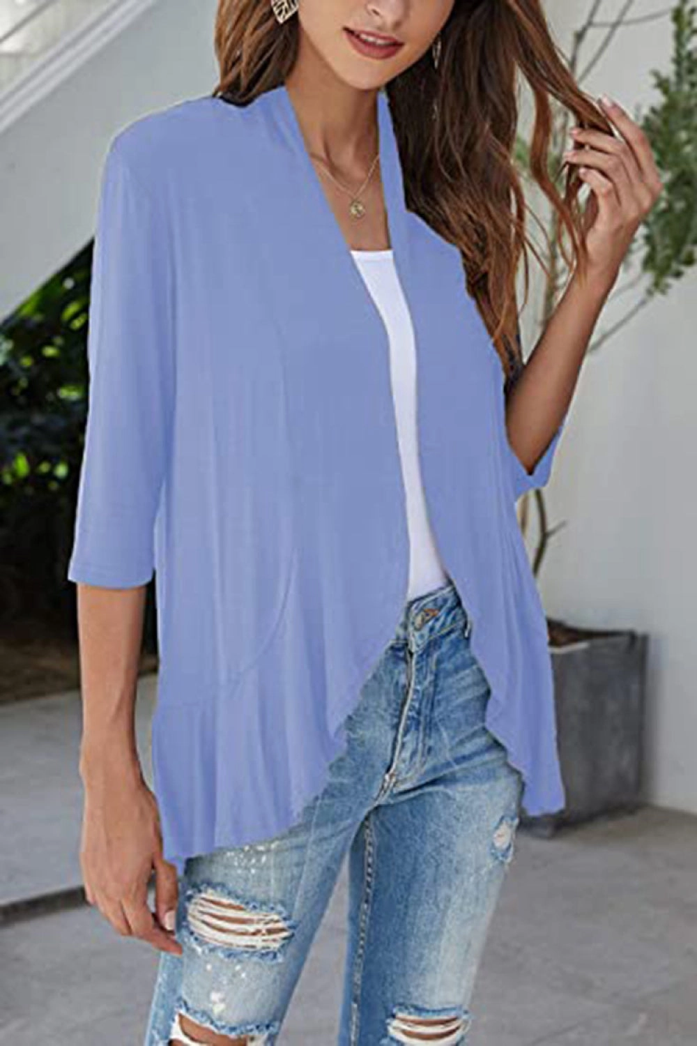 Hot Sale Frenzy Hot Offer Ending Soon Open Front Ruffle Trim Cardigan