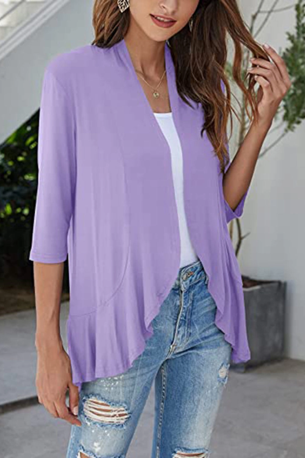 Open Front Ruffle Trim Cardigan Flash Deal Alert
