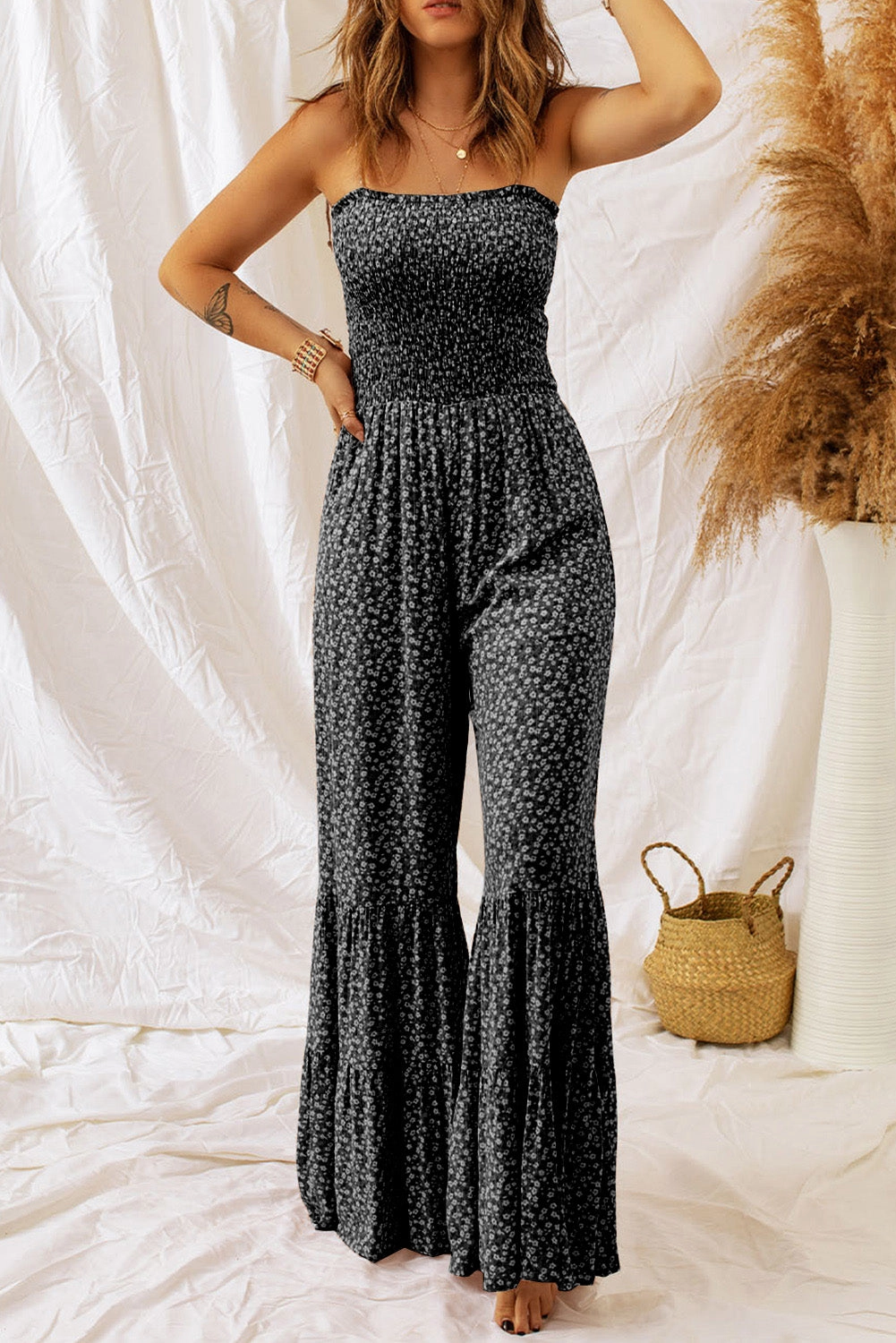 Floral Spaghetti Strap Wide Leg Jumpsuit Todays Special Picks Exclusive Online Deal
