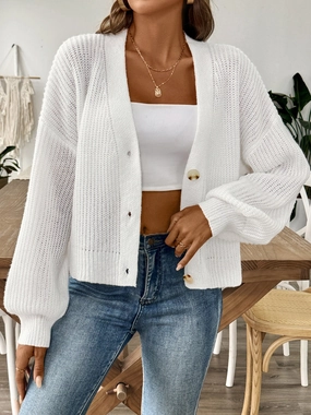 Unmissable Deal Today V-Neck Button Up Long Sleeve Cardigan