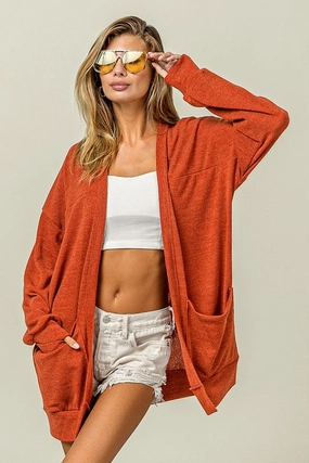 Bibi Open Front Drop Shoulder Cardigan With Pockets Shop Hot Deals