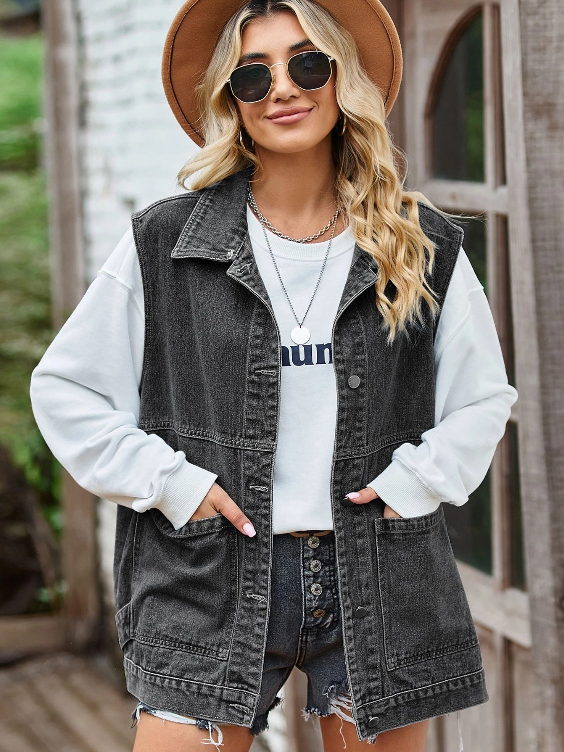 Today Only Special Grab It Before Gone Button Front Sleeveless Denim Jacket
